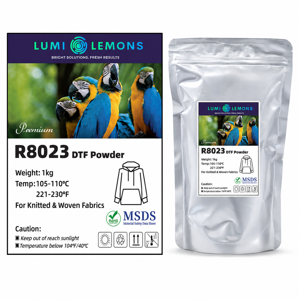 R8023 white TPU hot melt adhesive powder for DTF, 1kg pack